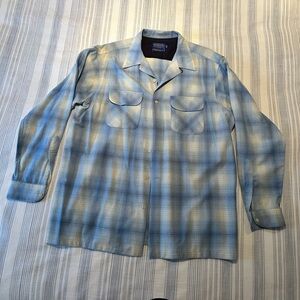 Pendleton Light Blue Plaid Board Shirt Jacket